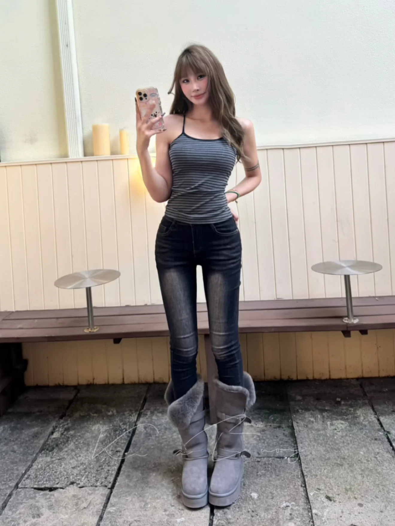 

l Slimming Thin Fce High Waist Bootcut Jeans Retro Sle High Butt Lifting Ladies High Elastic Cotton Stretch Denim