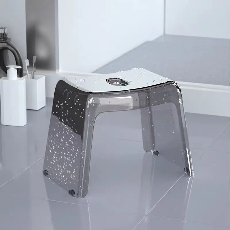 Bathroom Small Stool Home Furniture Transparent Plastic Shoe Stool Designer Antiskid Elderly Shower Bath Chair Seat For Adults