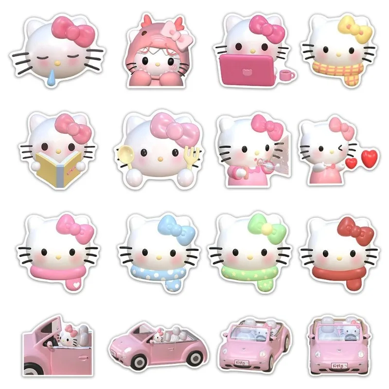 48PCS Sanrio Cartoon Cute Hello Kitty Water Cup Mobile Phone Case Laptop Suitcase Guitar Refrigerator Sticker Wholesale