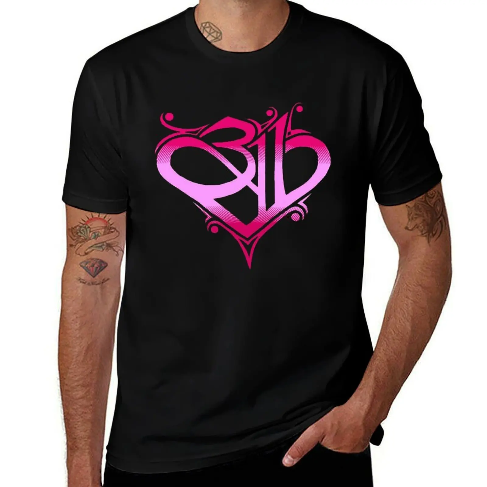 

Funny Gift For Singer pink love 311 band logo T-Shirt Anti-Fade Casual Tee Shirt