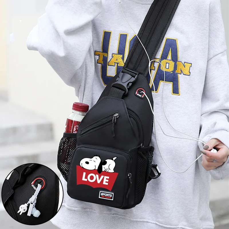 Snoopy Chest Packs Anime Dogs Printed Women Men's Crossbody Bags Fashion Outdoor Sport Casual Sling Portable Shoulder Bag Gift