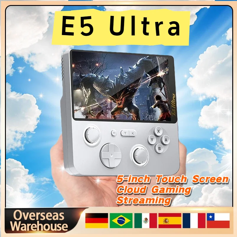 Игровая консоль E5 Ultra в стиле ретро с поддержкой Smooth Cloud Gaming 5-дюймовый сенсорный IPS-экран 5000 мАч Wi-Fi 2,4G Портативная консоль в подарок