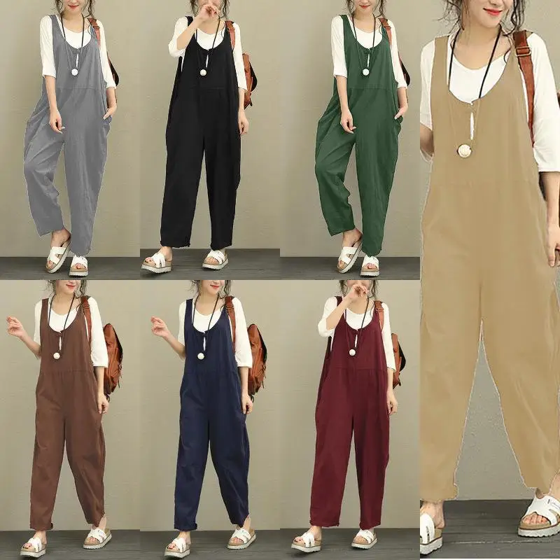 

Брюки-палаццо большого размера с широкими штанинами, повседневные, на бретелях, из нейлона и хлопка, весенняя коллекция