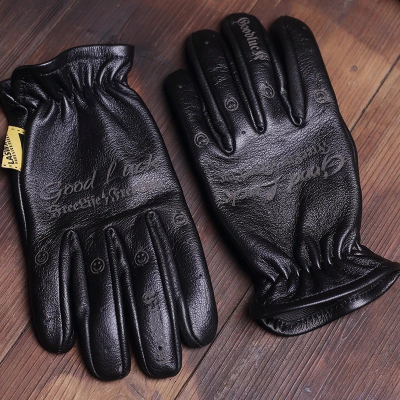 New Cowhide Leather Gloves Full Finger Racing Men Women Driving Bike Motorbike Gloves