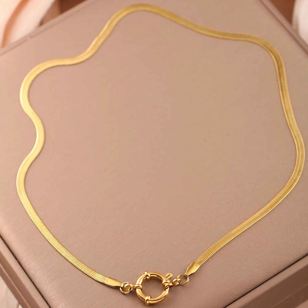 Necklaces for women Spring Buckle Chain Golden Ocean Series Pendant Shell Conch Sea Star Pendant stainless steel women\'s jewelry