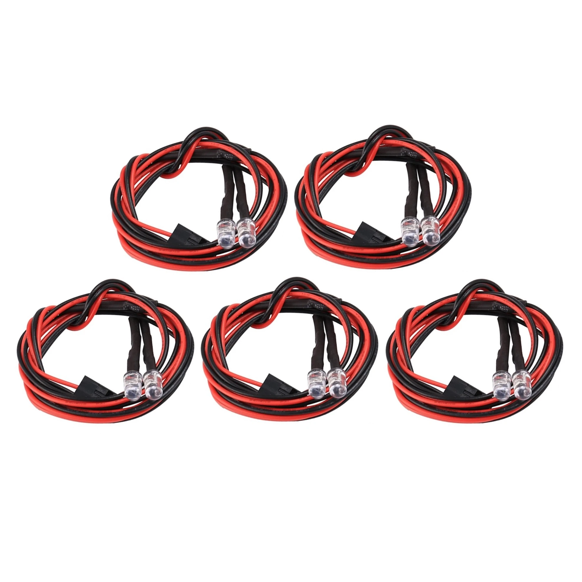 5Pcs 2/4/6 LED Light 5mm White Red Light for 1/8 1/10 Axial SCX10 Traxxas TRX4 RC4WD D90 HSP HPI Tamiya Redcat RC Car