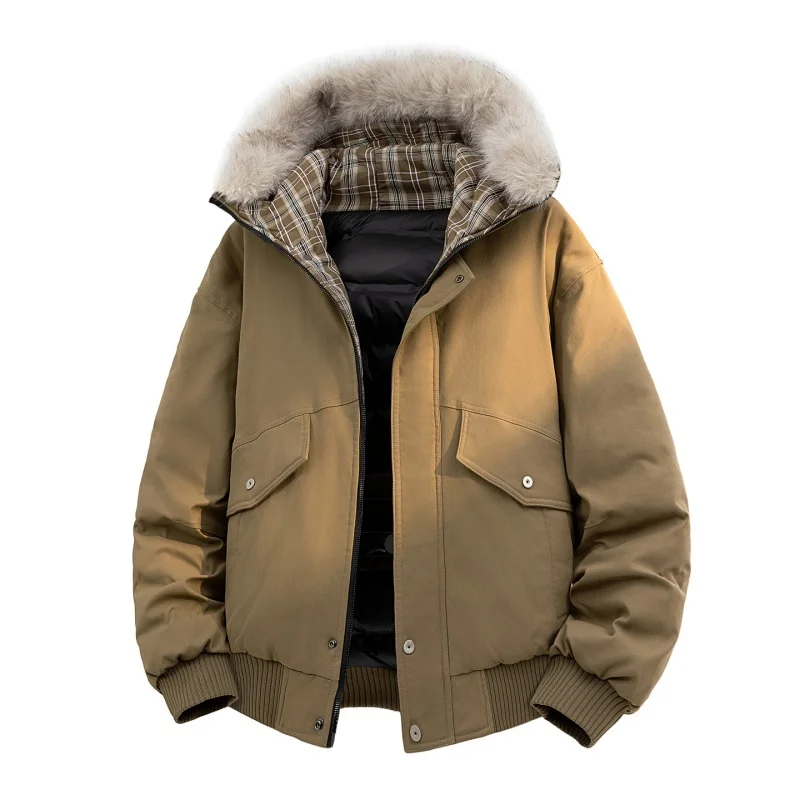

MY2998 Winter Thiened Men's Cotton Jaet with Hood Fur Collar Casual Faion Warm Loose Fit Polyester Filling Long Sve