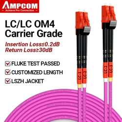 AMPCOM Fiber Optic Cables Direct LC-LC OM4 OM3 OM2 10Gbps 2.0mm Multimode Duplex 50/125μm Fiber Optic Patch Cord