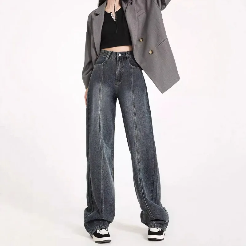 

American Wide-leg Jeans Women's High Street High Waist Loose Straight 2026 Spring and Autumn New Retro Drape Pants