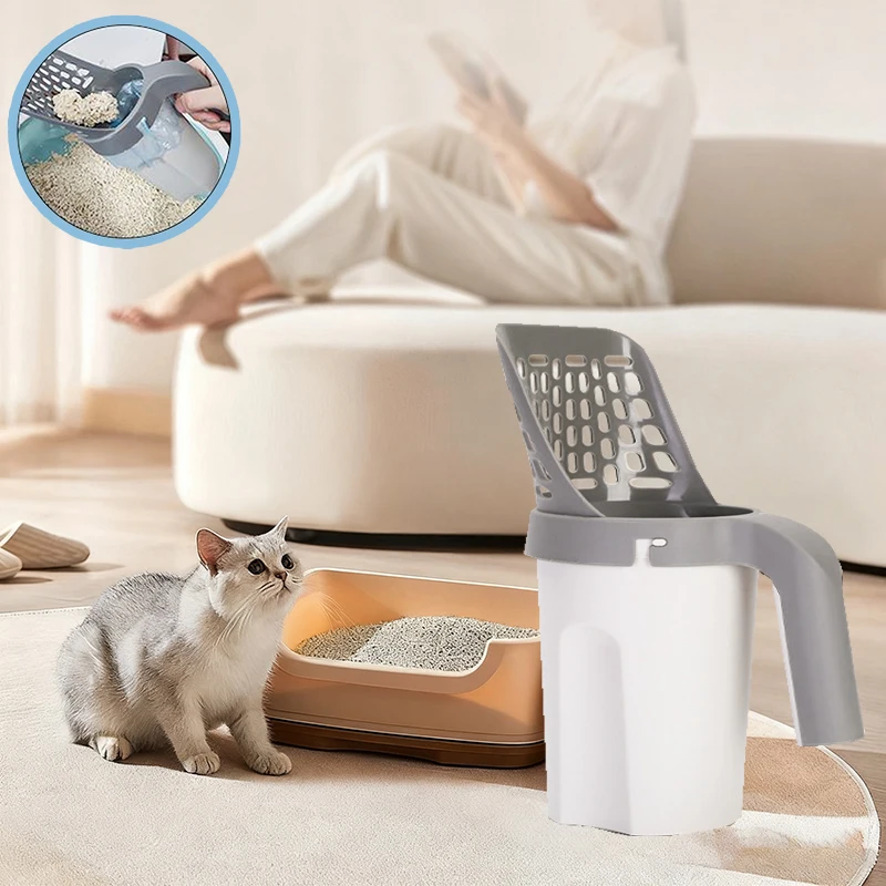 

2-in-1 Cat Litter Scoop with Filling Bag for Pet Filter Cleaning Garbage Collector Cat Supplies Cat Litter Box Self Cleaning