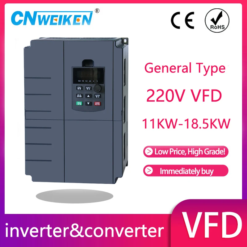 

220V / 380V 3 phase VFD 11KW/15KW/18.5KW/22KW/30KW Variable Frequency Drive Converter For Motor Speed Control Frequency Inverter