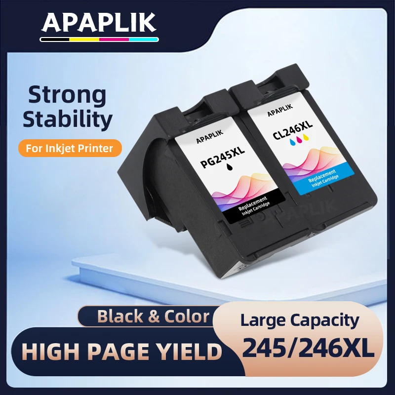 

APAPLIK PG-245XL PG245XL PG245 CL246 Ink Cartridge for Canon PG 245 PG-245 CL 246 Pixma iP2820 MX492 MG2924 MX492 MG2520 Printer