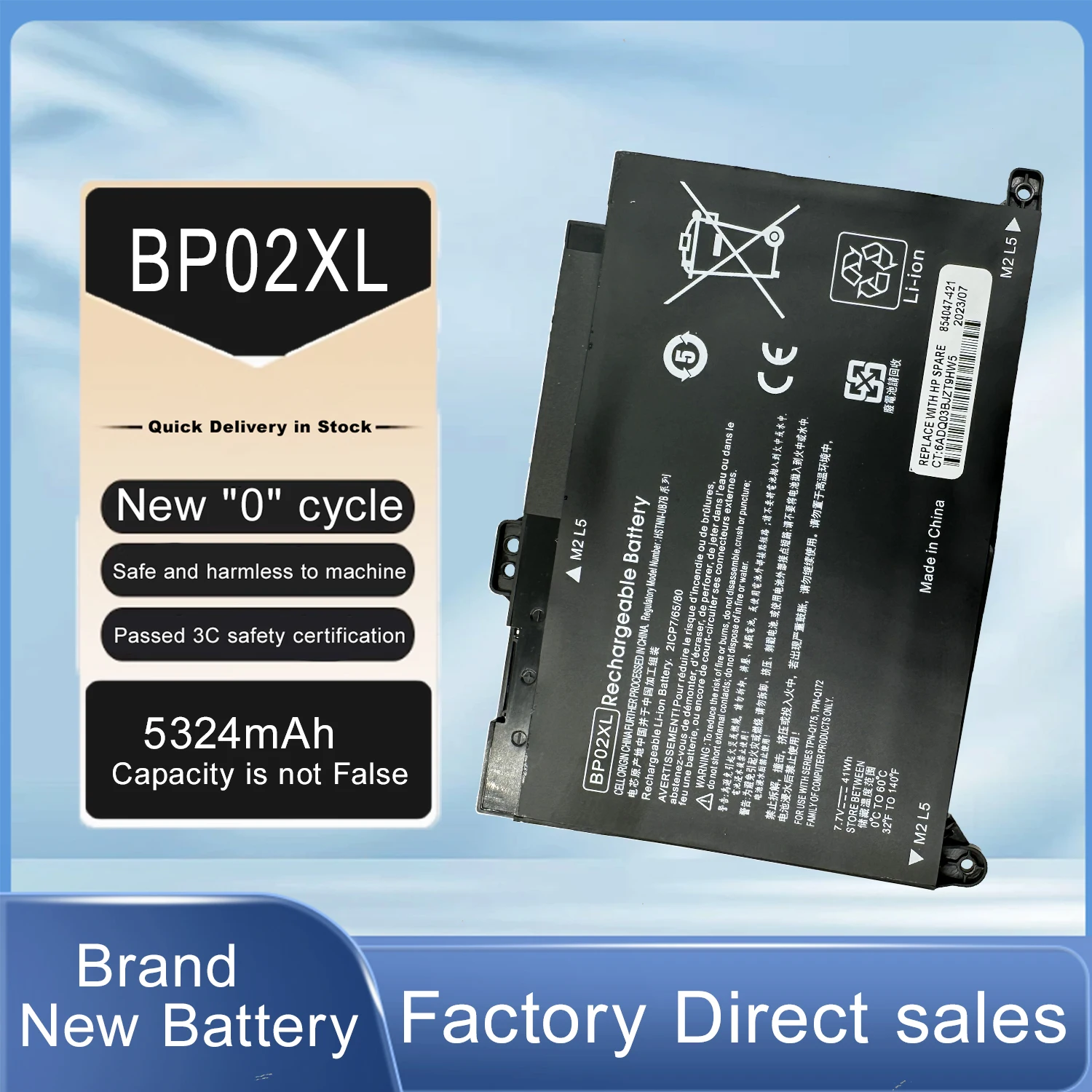 DXT New Laptop Battery BP02XL For HP Pavilion Laptop 15-AU 15-AW Series 15-AU057CL 15-AU030WM 15-AU063NR P/N BPO2XL TPN-Q172