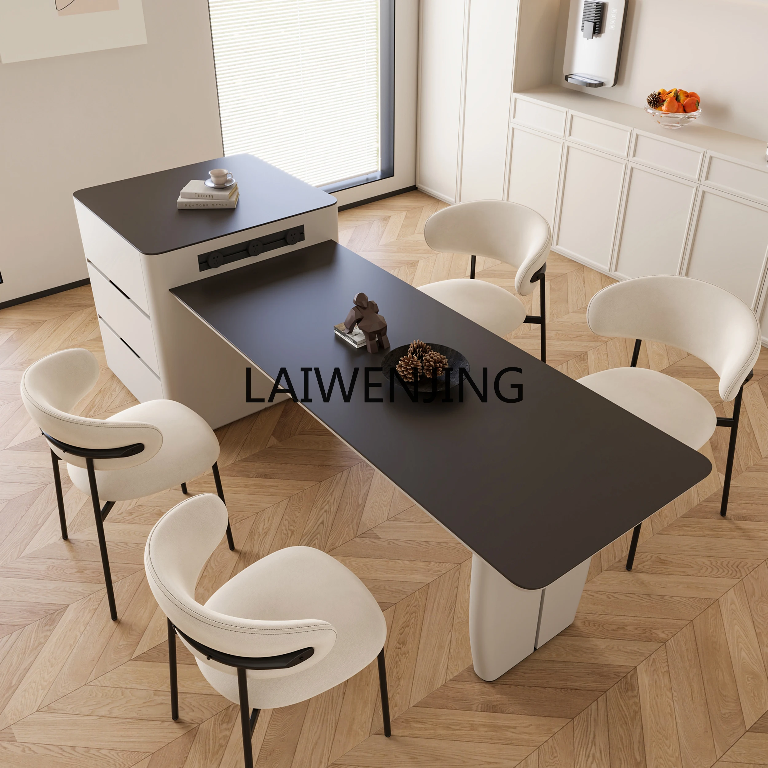 

MJY rock slab island table integrated retractable tea making island table integrated table