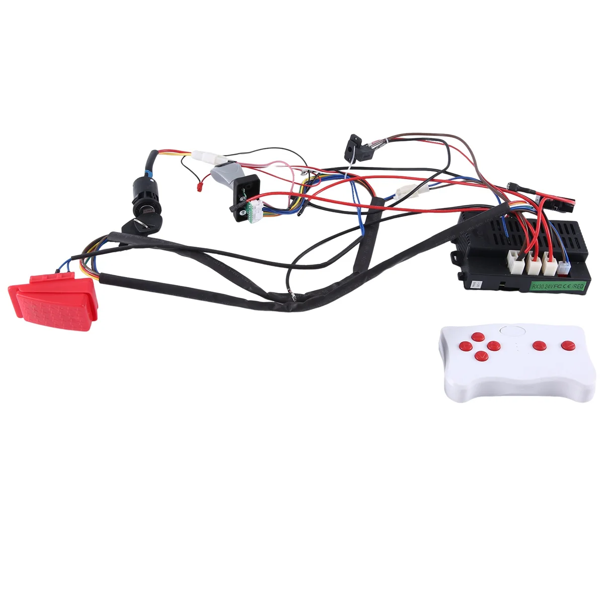 DIY Children's Electric Car Harness with Wire,Switch and Remote Control Receiver 4WD Ride on Toys