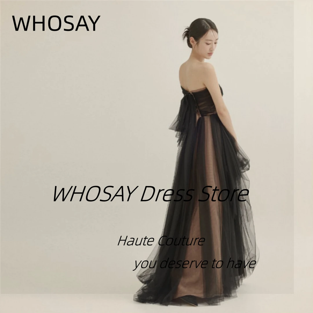 WHOSAY Modern One Shoulder Prom Dresses Floor Length Tulle A Line Bride Wear Wedding Party Korea Special Banquet Evening Gowns