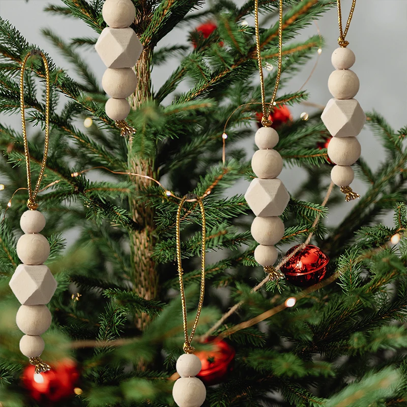 3pcs albero di natale ornamenti appesi perline di legno ciondoli stringa decorazioni natalizie festa capodanno decorazioni per la casa regali di