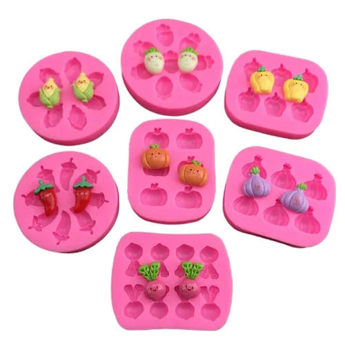 미니 과일 야채 퐁당 실리콘 금형 포도 무 버섯 호박 초콜릿 금형 케이크 장식 도구 폴리머 클레이 금형 