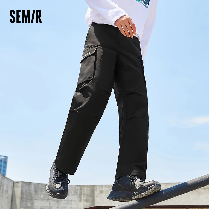 Calça casual reta semi solta masculina, roupa de trabalho nova, moda de rua alta, primavera e outono 2022