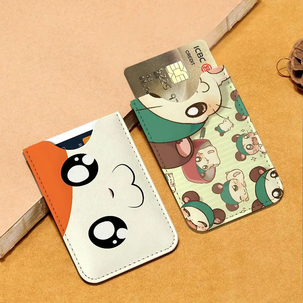 Cartoon Cute Hamtaro Ultra-Thin Mini Leather Card Holder Wallets for Men Women Lightweight Soft Genuine Leather Credit Card