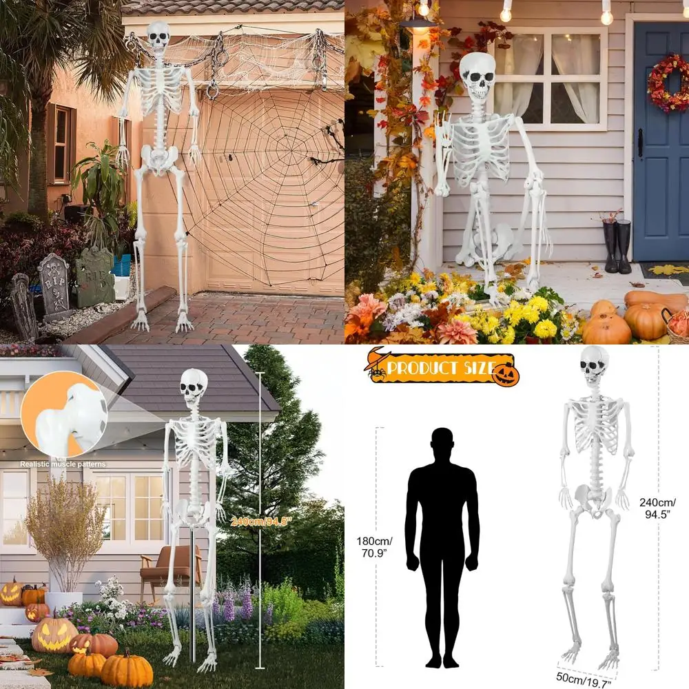 

Реалистичный пластиковый скелет в натуральную величину с подвижными шарнирами для украшений на Хэллоуин и дисплеев с привидениями