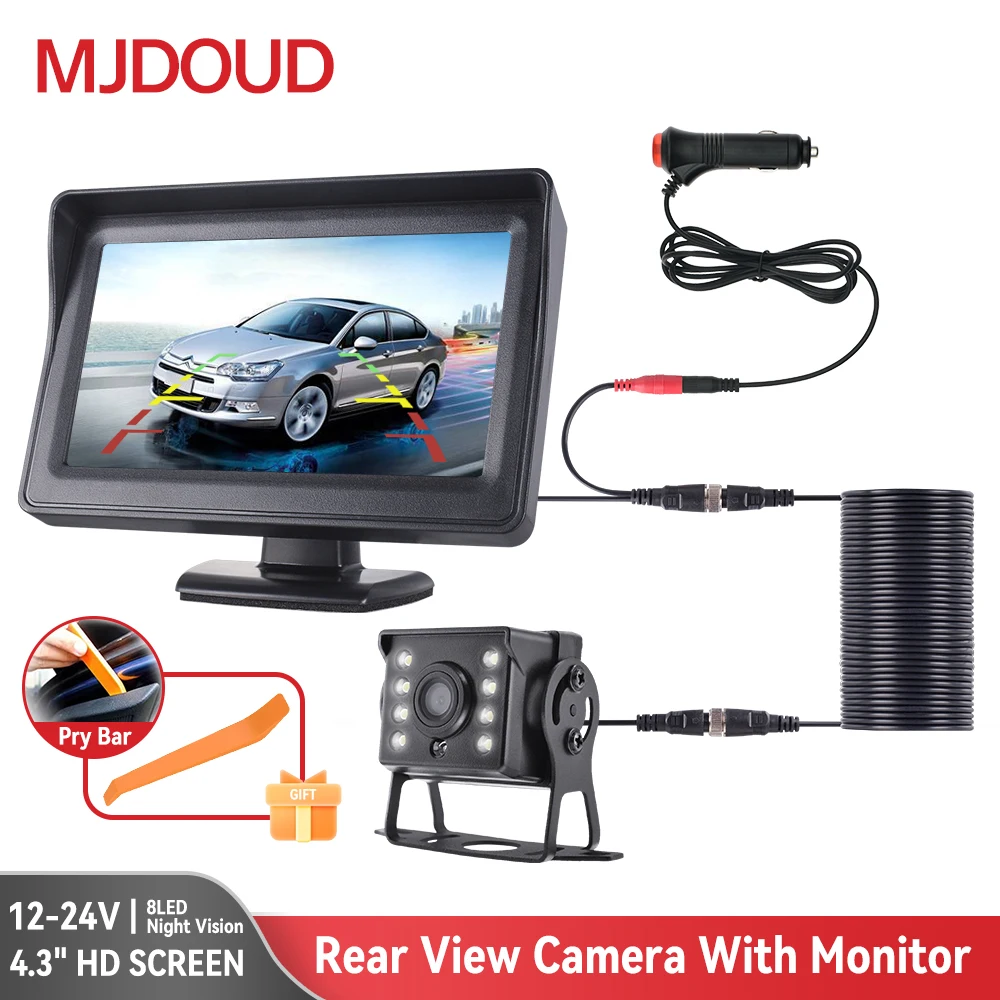 MJDOUD Car Rear View Camera With Monitor for Truck Parking 4.3