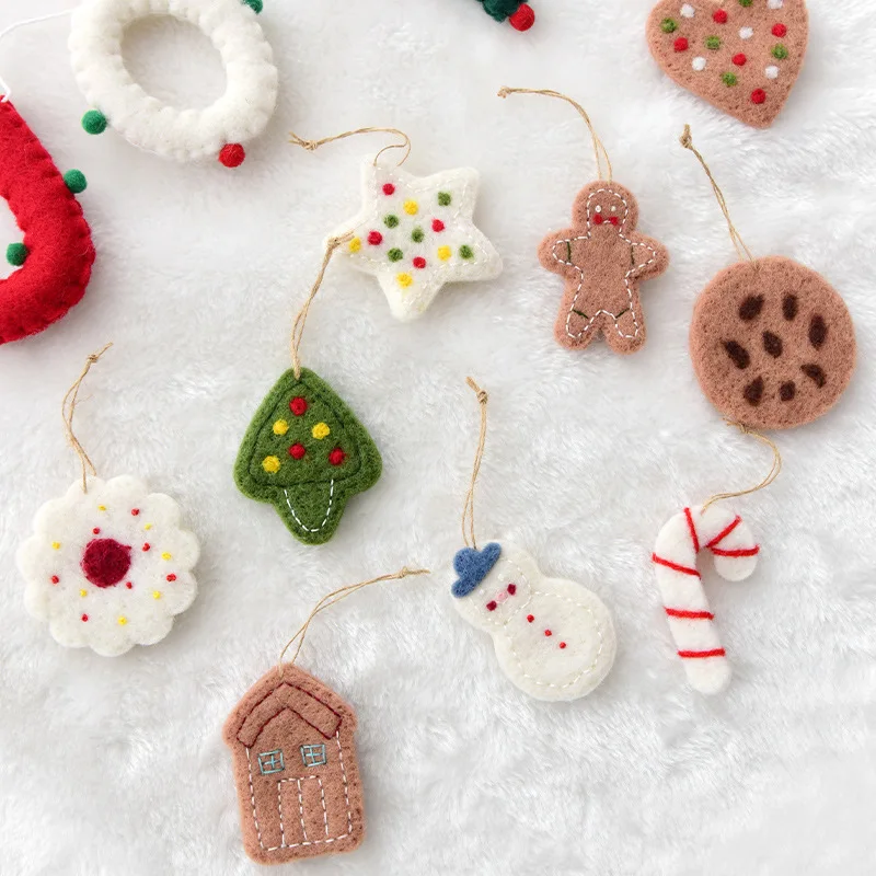 Christmas Wool Felt Pendant Felt Snowman Gingerbread Man Xmas Tree Hanging Ornaments DecorationNew Year Party Kids Gifts Navidad