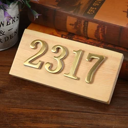 1PCS Copper House Number Self-Adhesive 3D Numeral Door Plaque Hotel Home Sticker Address Mail Box Label #0-9 Home Decoration