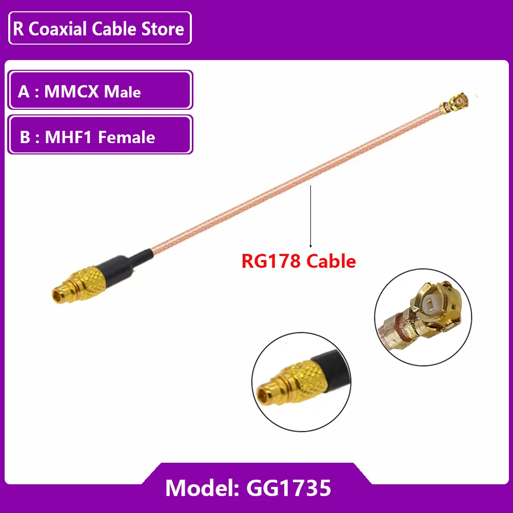 1PC RG178 Cable Pigtail MHF 1 Female U.FL MHF to MMCX Male / Female Adapter FPV Antenna Extension Cable RF Coaxial Jumper Cable