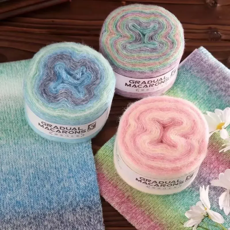 100 جرام/لفة الموهير كرة صوف للحياكة اليدوية سترة كروشيه سترة وشاح هدية قسم الصباغة معكرون اللون نظام غزل الصوف