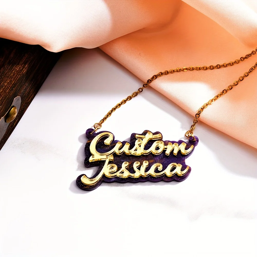 Kalung nama akrilik dua lapis - Name Necklace Custom ulasan dan harga