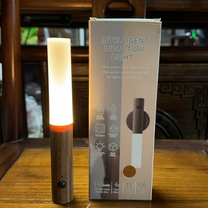  Intelligent Human Sensor Light LED Rechargeable Creative Night Light Magnetic Suction Staircase Corridor Wood Grain Wall Light 