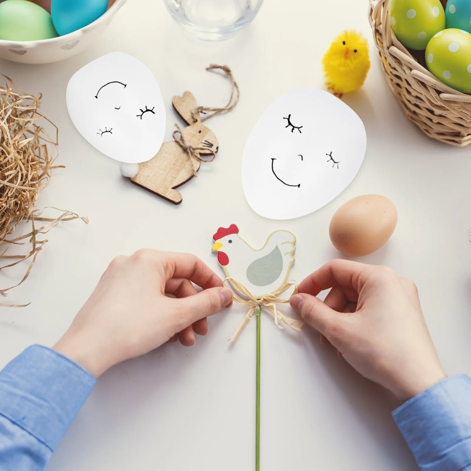 

6 Pcs Egg Painted Embryo White Fake Eggs DIY Plastic Mini Decorative Blank Decoration Graffiti