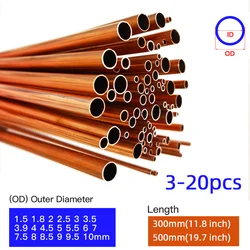 Copper pipe 0.2-0.3mm wall thickness 2-10mm OD 300 500mm length Hollow straight round  tubule cooper tube piping  thin-wall