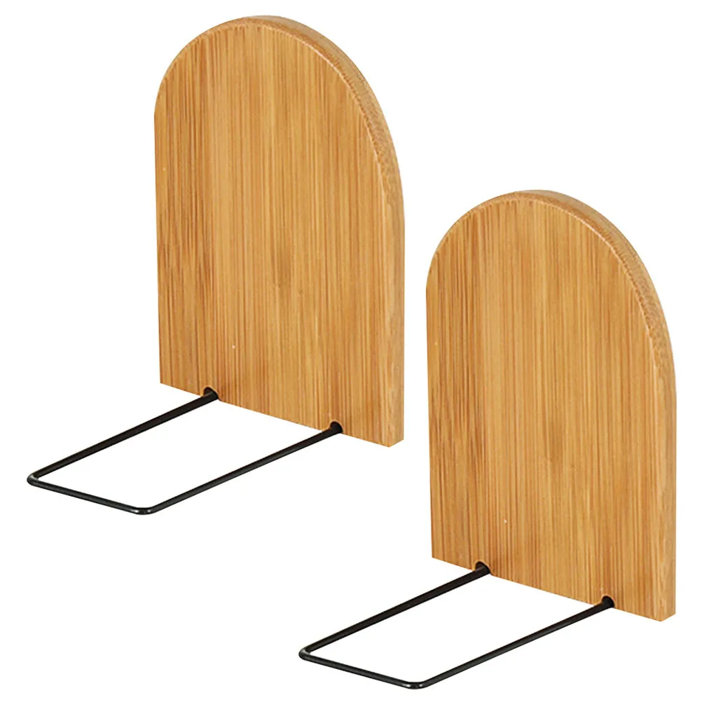 

2Pcs Bookends Bamboo Decorative Book Stand for Office Desktop File Organizer Reading Holder Bookends Study Book Holders