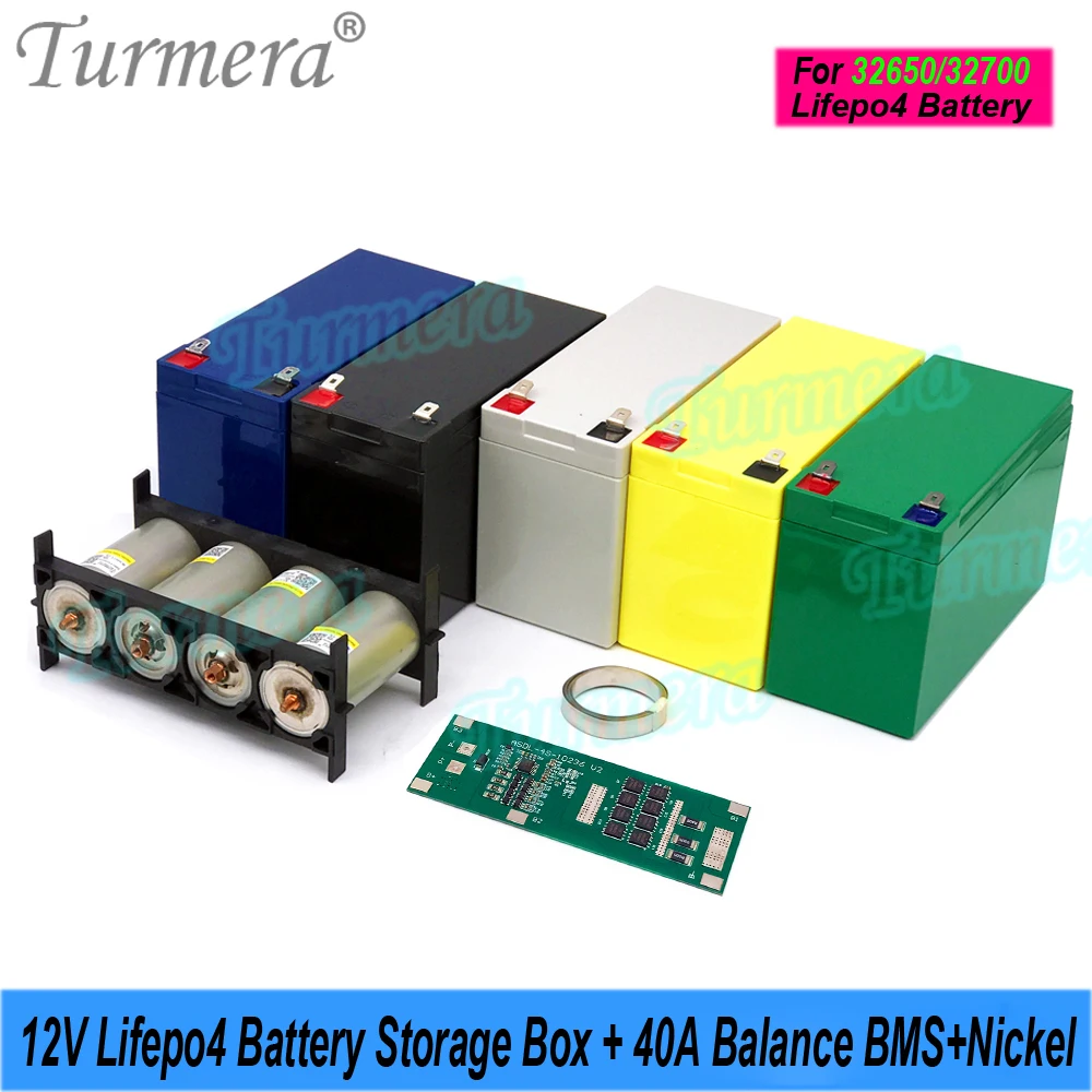 

Turmera 12V 7A Lifepo4 Battery Box 1X4 32700 Holder 12.8V 4S 40A Balance BMS Weld Nickel for 12V UPS or Replace Lead-Acid Use