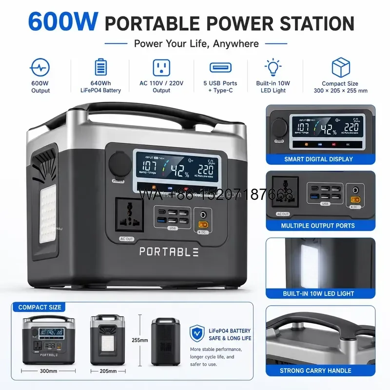 Wmwmnu 500W-10000W Portable Power Station Solar Generator Energy Storage System LiFePO4 Battery for Home RV Emergency Backup