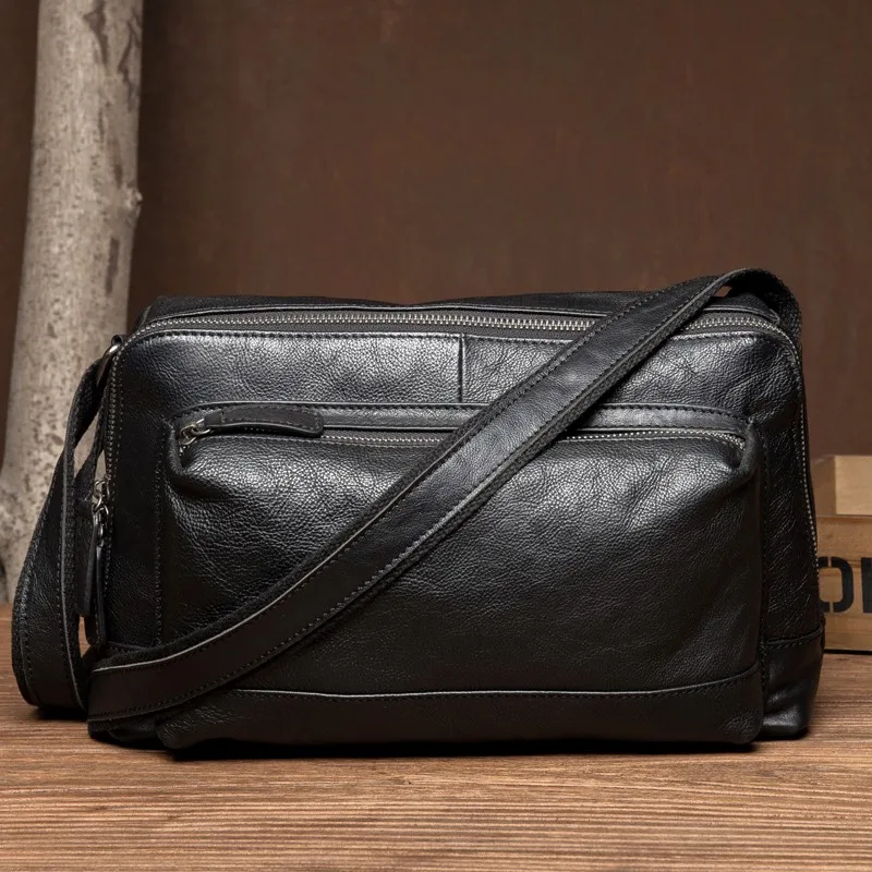 

Leisure crossbody bag for men, made of genuine leather, single-shoulder bag, stylish Korean version small backpack, trendy retro