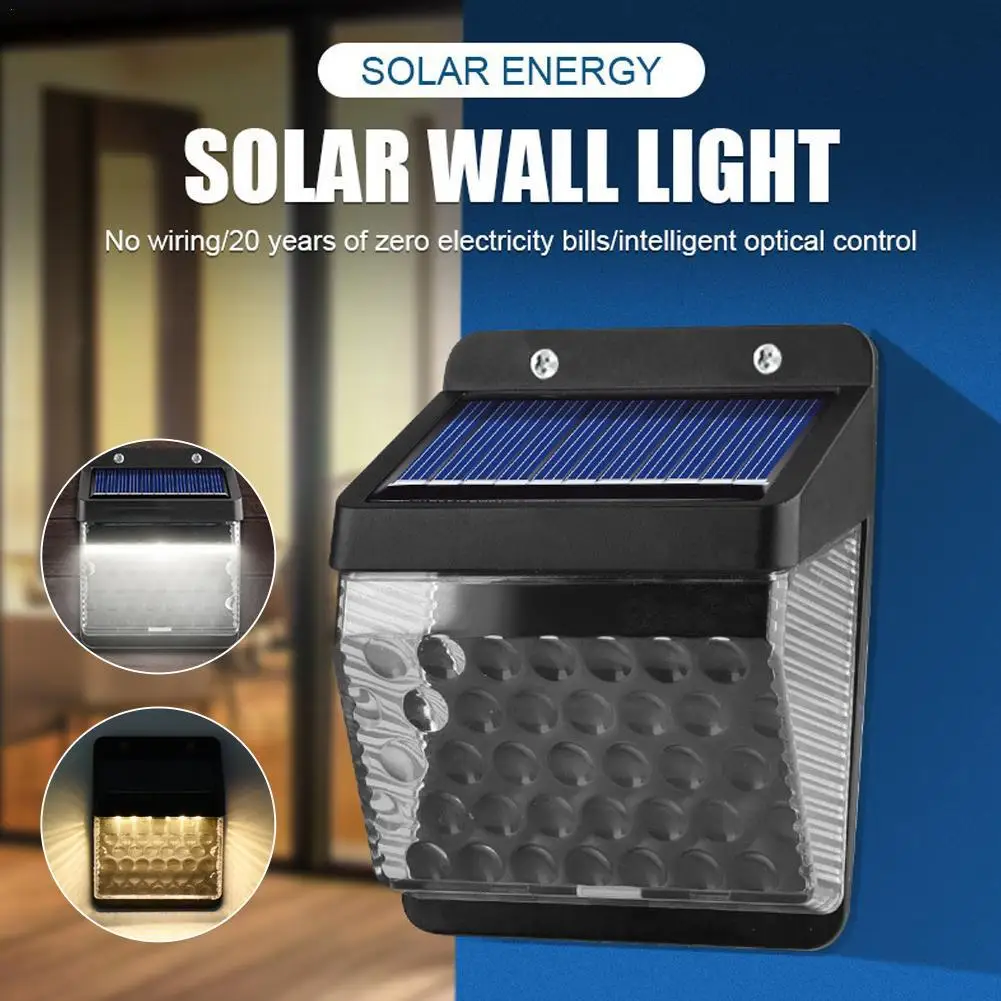 Waterproof Solar LED Wall Lamp - Outdoor Light Sensor - Balcony, Patio, and Garden Decoration