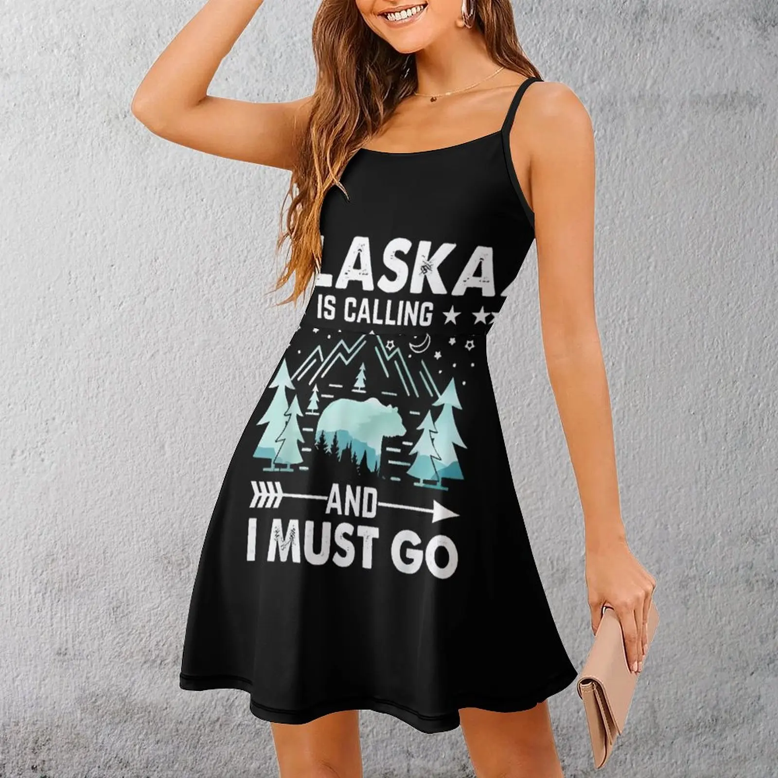 

Alaska Adventure Calling Graphic Крутое экзотическое женское платье Женское платье на бретельках Повседневные коктейльные платья