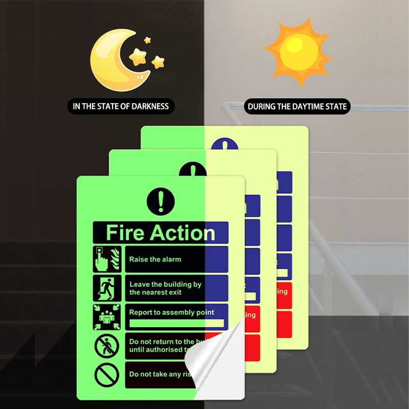 

1Pcs 5.9*7.9in Luminous Escape Direction Guide Sign, Safety Exit Emergency Passage Sign, Glow-In-The-Dark Evacuation Entrance Safety Sign, Emergency Label Sticker