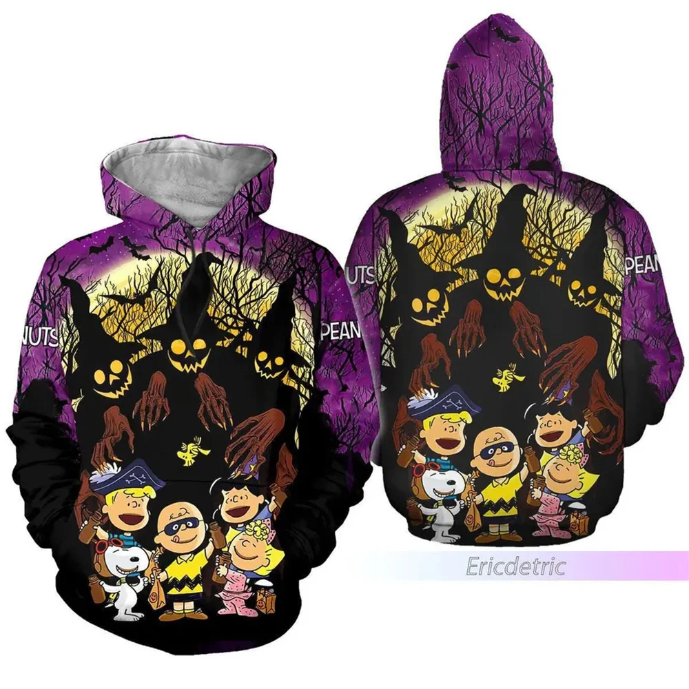 

2024 Spring and Autumn 3D Halloween New Peanuts Snoopy Men's and Women's Hoodies Children's Street Casual Street Sports Jackets