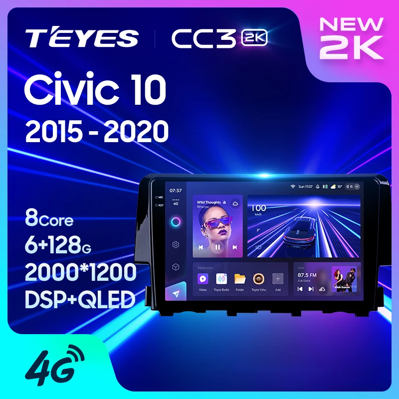 TEYES CC3 2K For Honda Civic 10 FC FK 2015 - 2020 Car Radio Multimedia Video Player Navigation stereo GPS Android 10 No 2din 2 din dvd