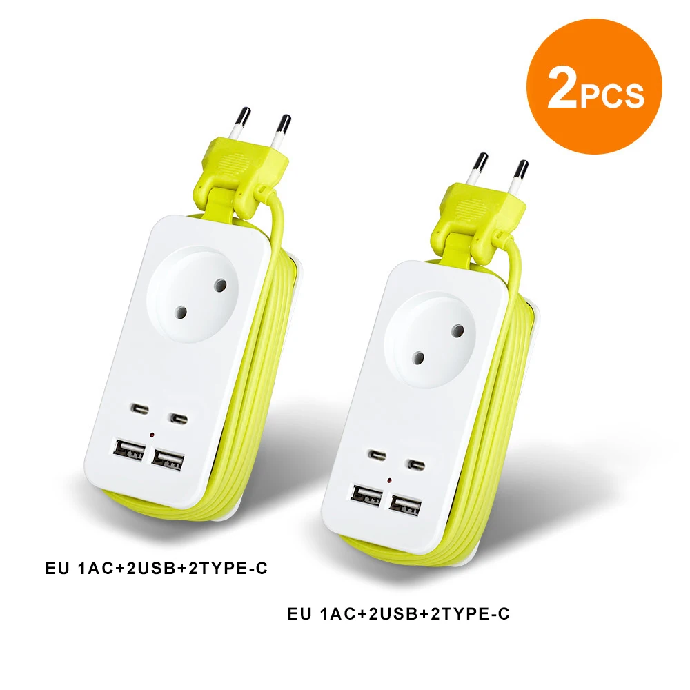 

Сетевой удлинитель VISWE, usb корейский тип, одинарный разъем с 2usb 2type-c 5 в 1,5 а, М, шнур питания, штепсельная вилка европейского стандарта