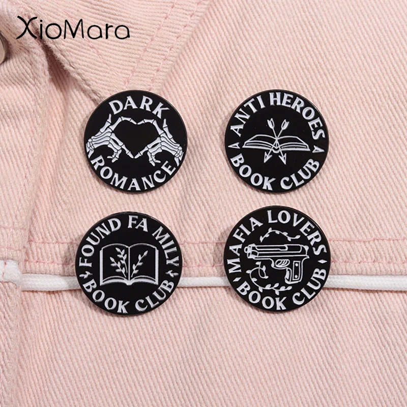 Anti Heroes Book Club Enamel Pin Punk Dark Romance Mafia Lovers Book Club Metal Brooches Lapel Badge Jewelry Gifts For Friends