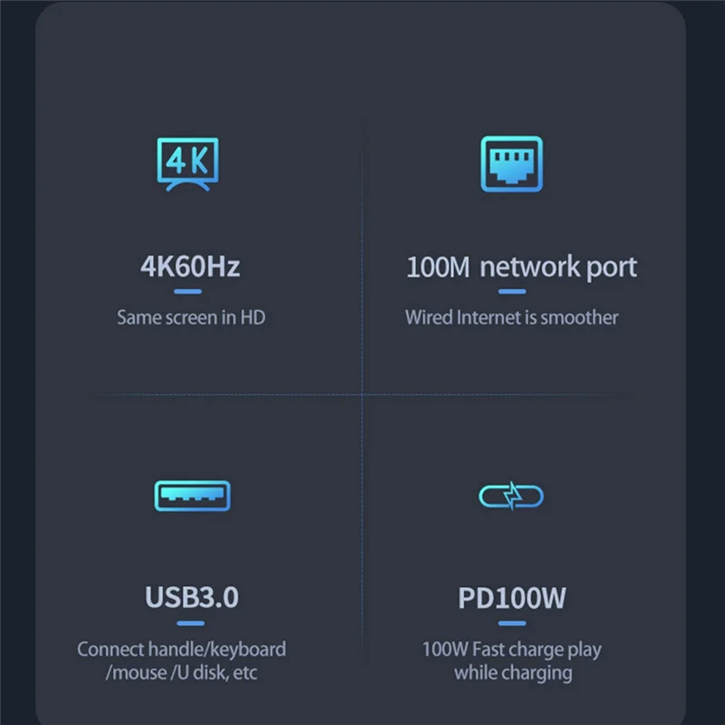 

T82C Hot Sale-For Steam Deck Game Console Base Docking Station 6-In-1 4K HD Screen Projection Connection TV Bracket Converter, D