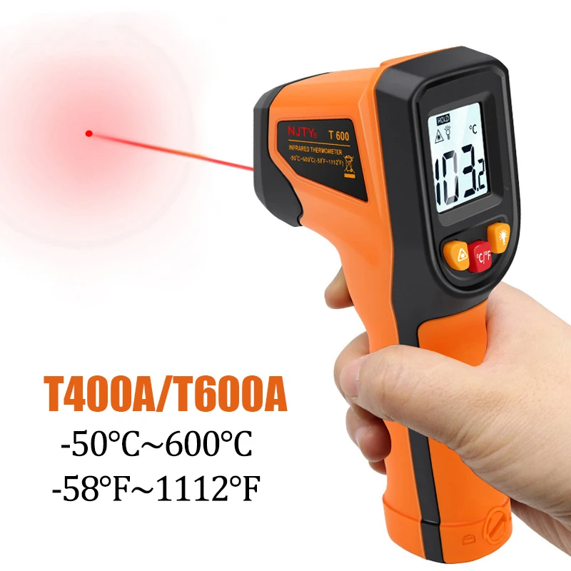 NJTY Digital Infrared Thermometer -50~600℃ Laser termometro Pyrometer Gun Non-Contact Laser Temperature Meter  gauge Tools