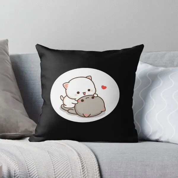 

Peach And Goma Friend Printing Throw Pillow Cover Waist Hotel Decor Office Sofa Bed Home Soft Pillows not include One Side