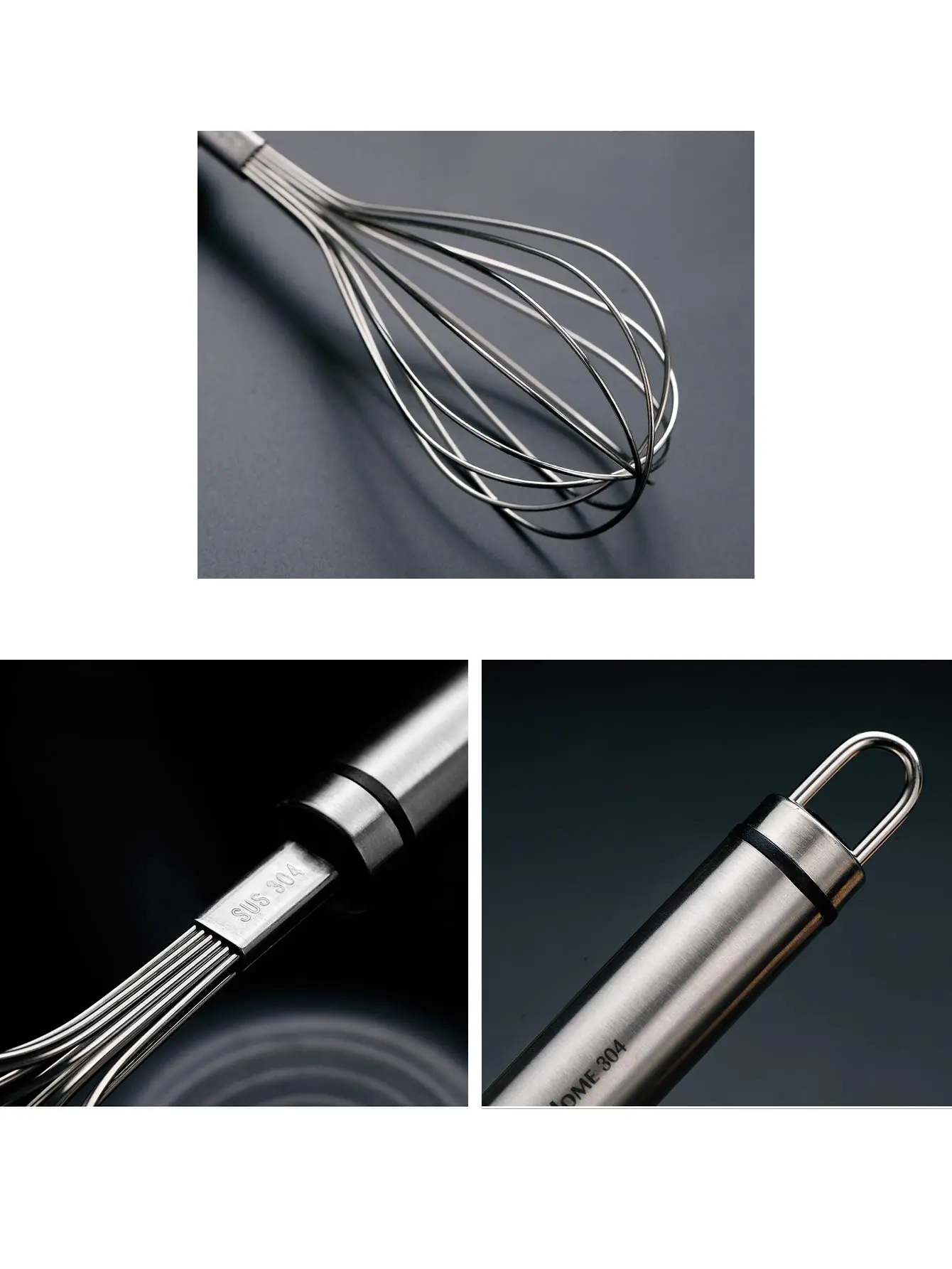 WORTHBUY Egg Whisk Stainless Steel Kitchen Balloon Whisks Manual Egg Beater Blender Egg Mixing Mixer Tools