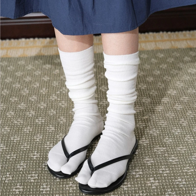 Women's Solid Color Cotton Socks with Small Stripes Split Toe High Quality Comfortable for Spring Autumn Summer Two-Toed Tabi